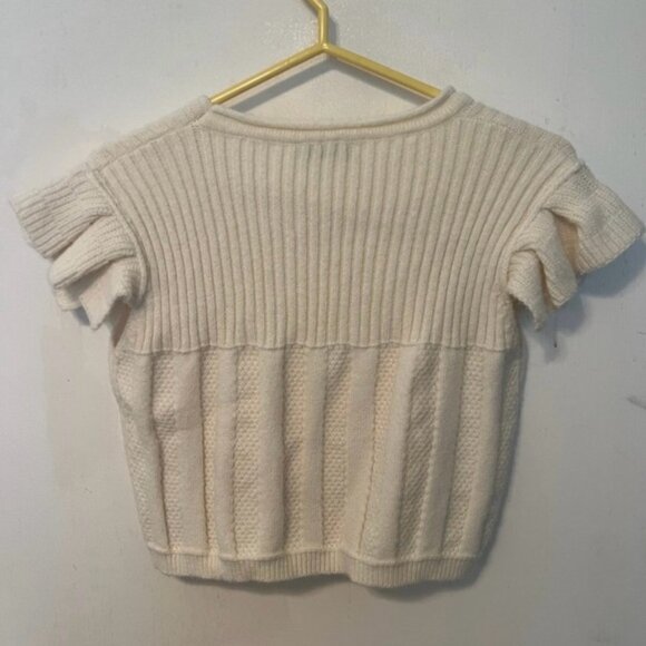 Cream Knit Ruffle Sleeve Top - Picture 2 of 3